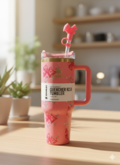 Stainless Steel Flower Design Tumbler With Lid, Vacuum Insulated Car Mug, Thermal Iced Bottle